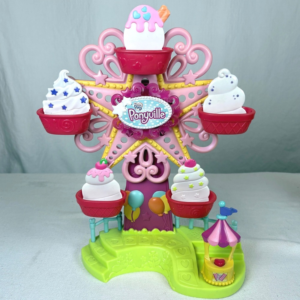 My Little Pony 2007 Ponyville Sweet Sundae Ferris Wheel Playset Toy Hasbro EUC
